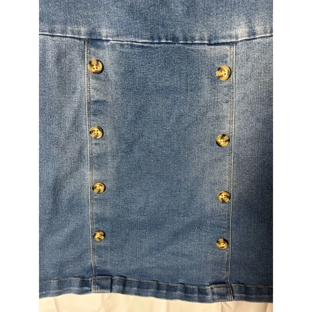 Vintage Guess Kids Denim Dress L 14 Blue Jean Overall Pinafore Rhinestone Gem